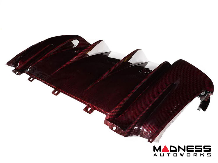 Alfa Romeo Giulia Rear Diffuser - Carbon Fiber - Quadrifoglio Model - Dark Red Candy